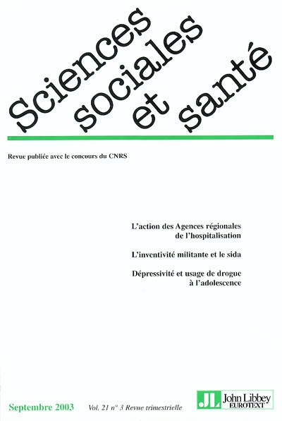 Sciences sociales et santé, n° 3 (2003)