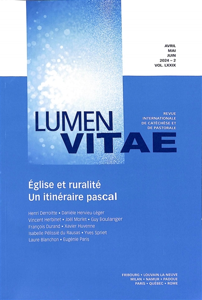 Lumen vitae, n° 2 (2024). Eglise et ruralité : un itinéraire pascal