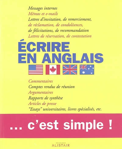 Ecrire en anglais, c'est simple : manuel d'entraînement