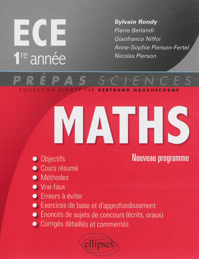 Maths ECE 1re année : nouveau programme