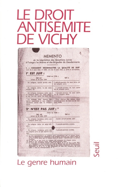 Genre humain (Le), n° 30. Le droit antisémite de Vichy