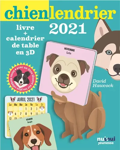 Chienlendrier 2021 : livre + calendrier de table en 3D