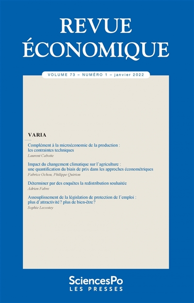 Revue économique, n° 73-1....