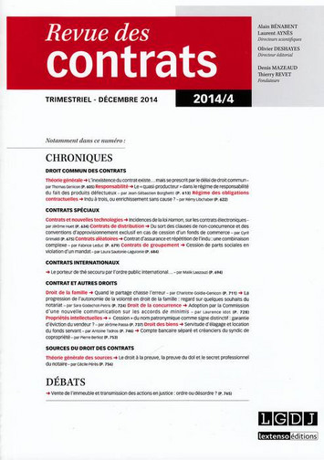 Revue des contrats, n° 4 (2014)