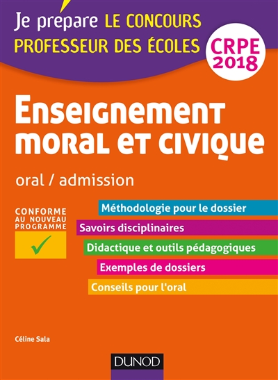 Enseignement moral et civique : oral-admission, CRPE 2018 : conforme au nouveau programme