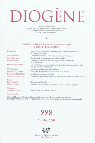 Diogène, n° 228. Moments de...