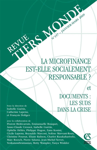 Tiers monde, n° 197. La microfinance est-elle socialement responsable ?