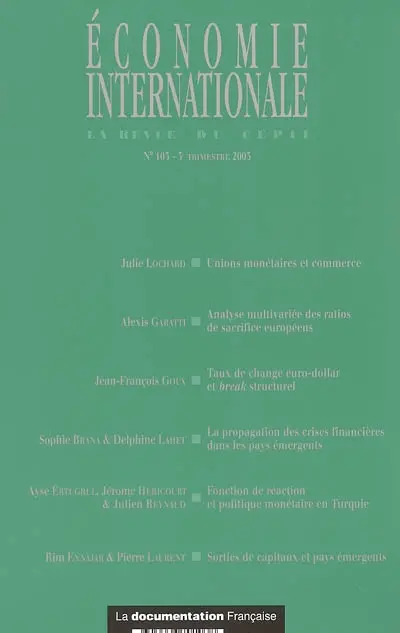 Economie internationale, n° 103
