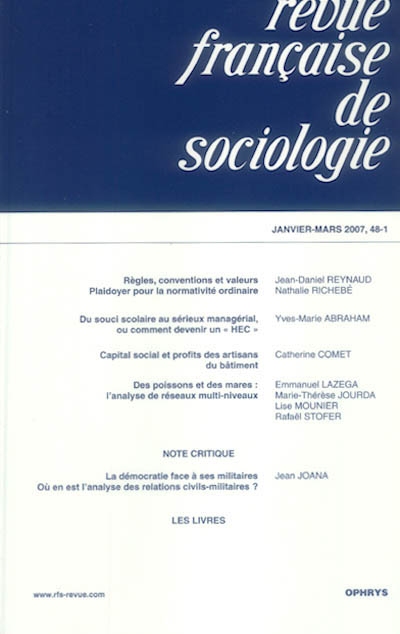 Revue française de sociologie, n° 48-1