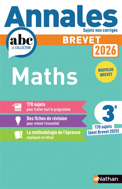 Maths 3e : brevet 2026 : sujets non corrigés