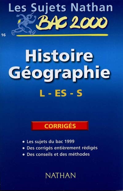 Histoire-géographie, L, ES, S : bac 2000