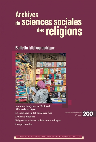 Archives de sciences sociales des religions, n° 200. Bulletin bibliographique