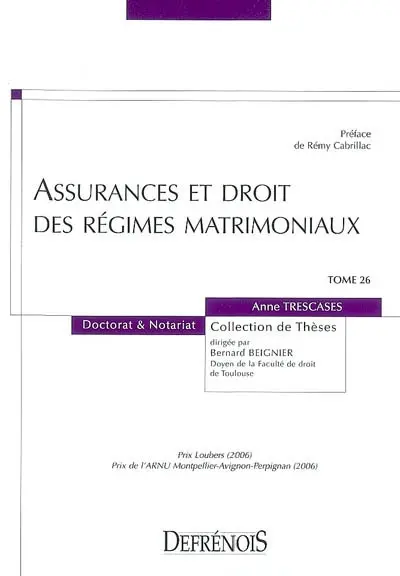 Assurances et droit des régimes matrimoniaux