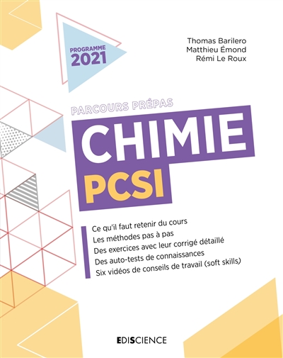 Chimie PCSI : parcours prépas : programme 2021
