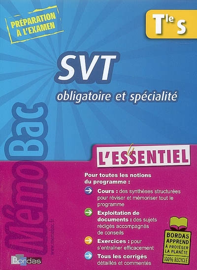 SVT obligatoire et spécialité Tle S