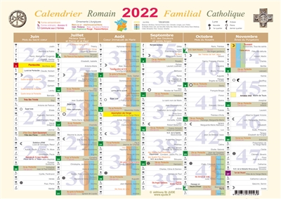 Calendrier romain familial catholique 2022