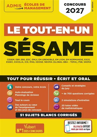 Sésame : CESEM, EBP, EBS... : le tout-en-un, concours 2027