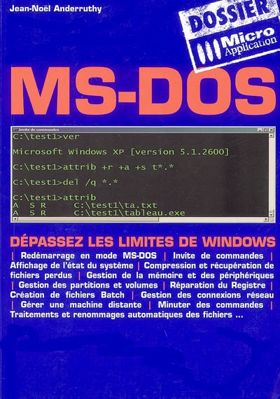 MS-DOS : dépasser les limites de Windows : redémarrage en mode MS-DOS, invite de commandes, affichage de l'état du système, compression et récupération de fichiers perdus, gestion de la mémoire et des périphériques...