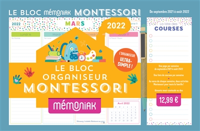 Le bloc organiseur Montessori 2022 : de septembre 2021 à août 2022