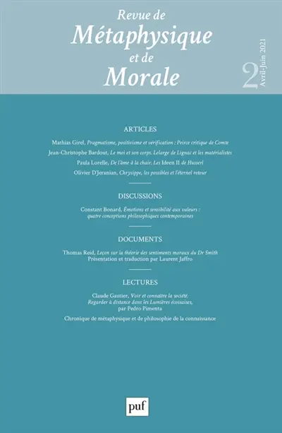 Revue de métaphysique et de morale, n° 2 (2021)