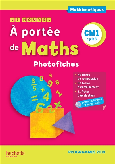 Le nouvel A portée de maths, CM1, cycle 3 : photofiches