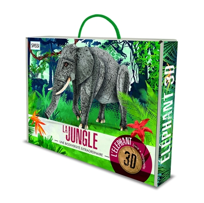 La jungle : une biodiversité extraordinaire : l'éléphant, livre + maquette 3D