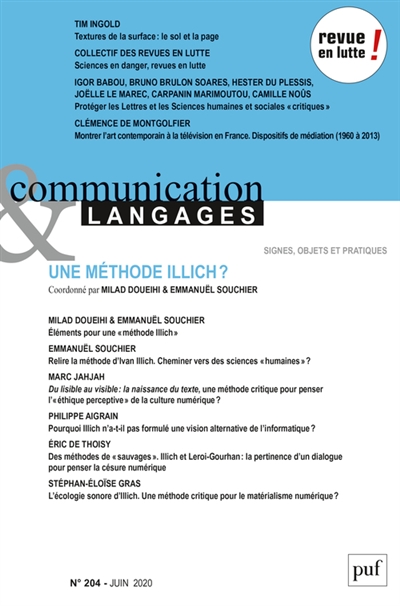 Communication & langages, n° 204. Une méthode Illich ?