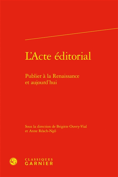 L'acte éditorial : publier...