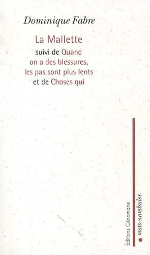 La mallette. Quand on a des blessures, les pas sont plus lents. Choses qui