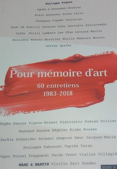Pour mémoire d'art : 60 entretiens : 1983-2018