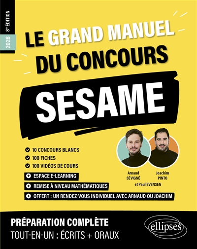 Le grand manuel du concours Sésame 2026 : 10 concours blancs, 100 fiches, 100 vidéos de cours : préparation complète, tout-en-un, écrits + oraux
