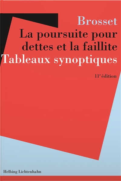 La poursuite pour dettes et la faillite : tableaux synoptiques