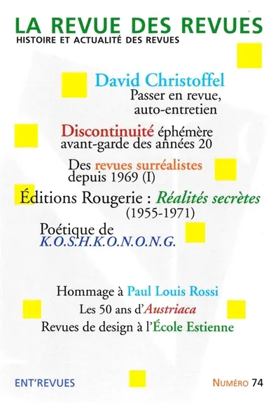 Revue des revues (La), n° 74