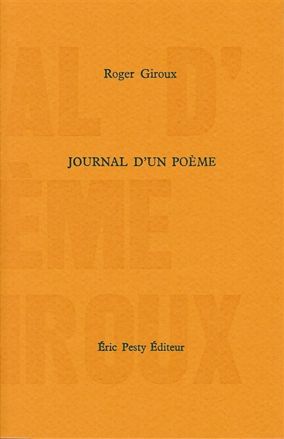 couverture du livre Journal d'un poème
