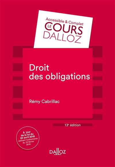 Droit des obligations : 2018
