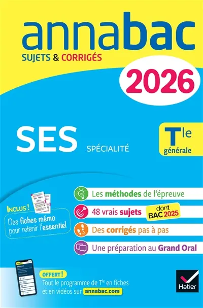SES spécialité, terminale générale : sujets & corrigés : 2026