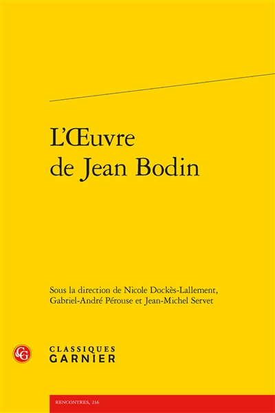 L'oeuvre de Jean Bodin