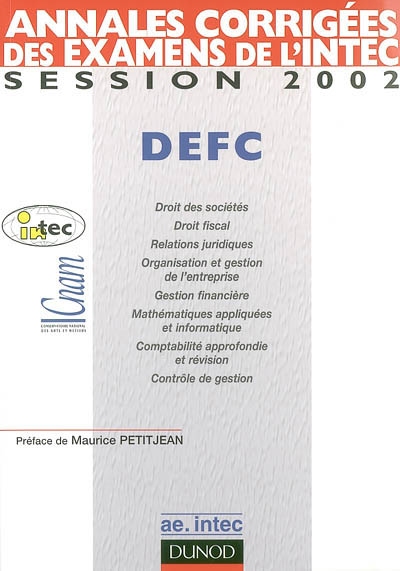 Annales corrigées des examens de l'INTEC : DEFC, session 2002