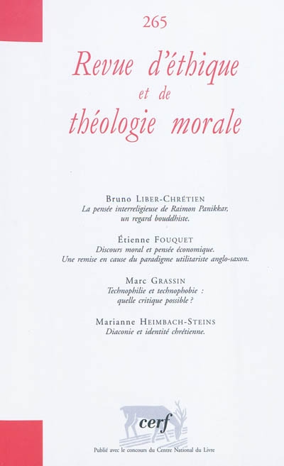 Revue d'éthique et de théologie morale, n° 265