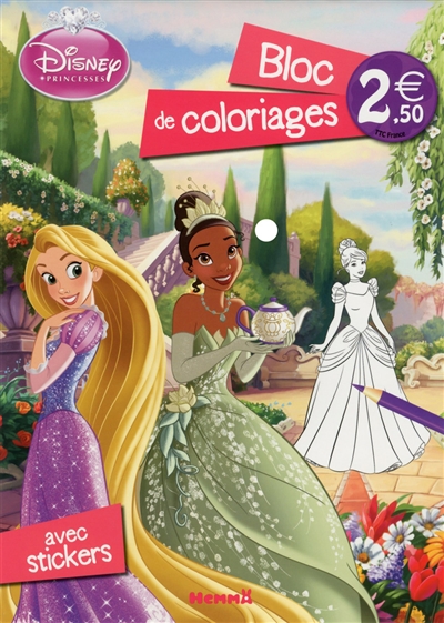 Disney princesses : bloc de coloriages avec stickers