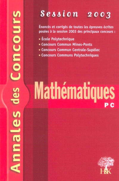 Mathématiques PC 2003