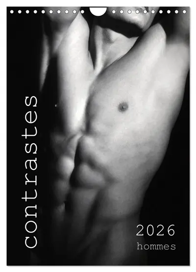 Contrastes hommes (Calendrier mural 2026 DIN A4 horizontal), CALVENDO calendrier mensuel : Calendrier mensuel avec 13 photos en noir et blanc avec du nu artistique masculin