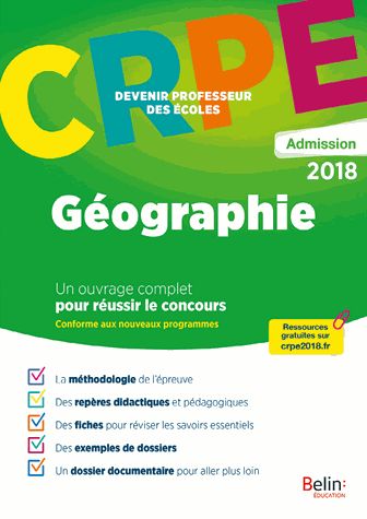 Géographie : CRPE, admission 2018 : conforme aux nouveaux programmes