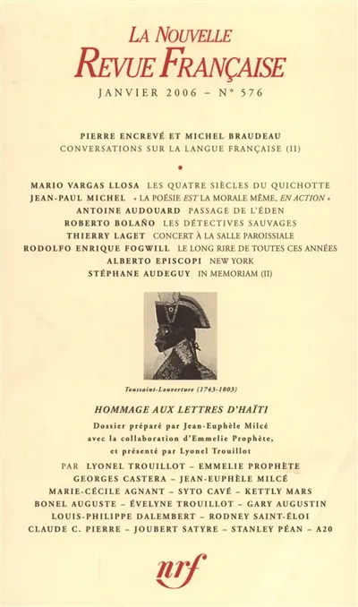 Nouvelle revue française, n° 576. Hommage aux lettres d'Haïti