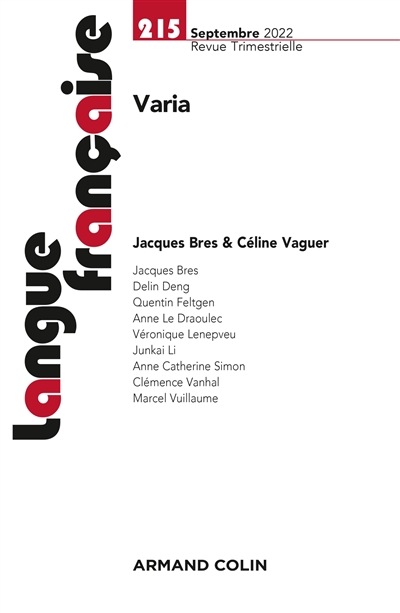 Langue française, n° 215. Varia