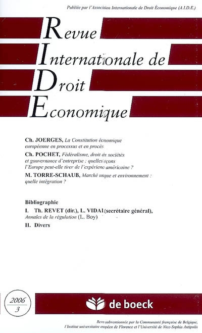 Revue internationale de droit économique, n° 3 (2006)