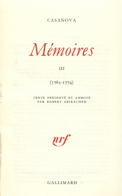Mémoires. Vol. 3. 1763-1774