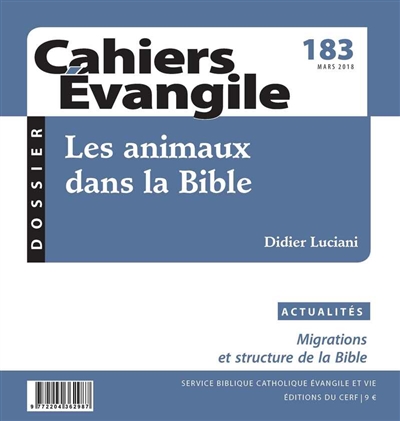 Cahiers Evangile, n° 183. Les animaux dans la Bible