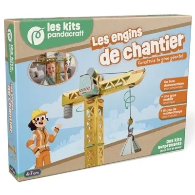 Les engins de chantier : Kit Créatif Pandacraft - 4-7 ans : Construis ta grue géante !
