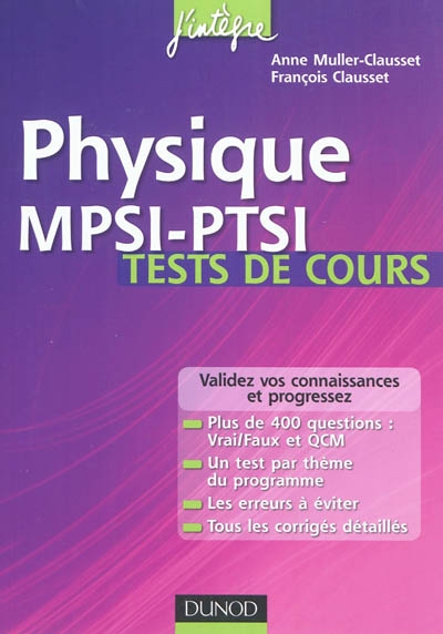 Physique MPSI-PTSI : tests de cours